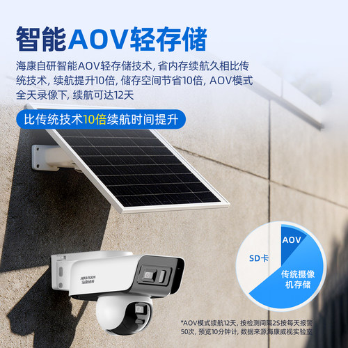 海康威视太阳能摄像影头户外免插电智能夜视高清监控器4G终身免流室外商用360度全景无死角手机远程无需网络 - 图1