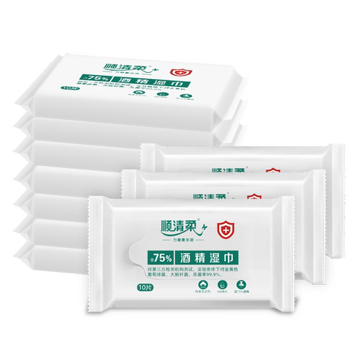 顺清柔75度酒精消毒湿巾小包便携装学生专用儿童杀菌除菌湿纸巾 - 图3