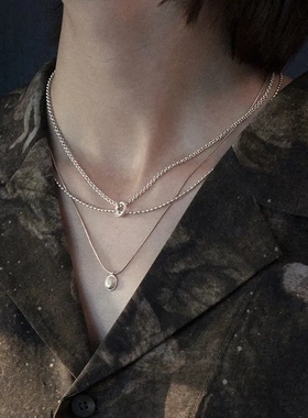 爱记臻系列纯银圆面吊坠项链