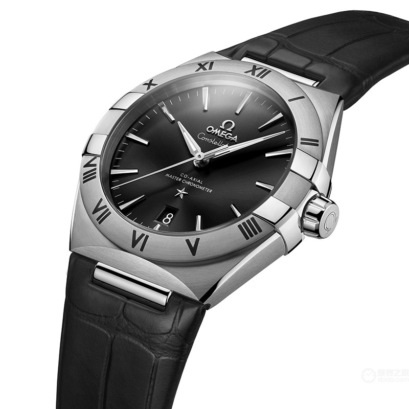 欧米茄星座系列皮带黑盘简约男表 方耀天成海外瑞士腕表