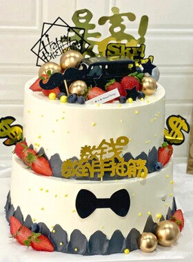 双层网红流行儿童卡通爱莎公主鲜花祝寿新品仿真生日蛋糕模型定制