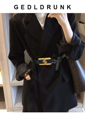 西裤真皮腰带女ins潮装饰配西装外套连衣裙细款衬衫网红皮带新款