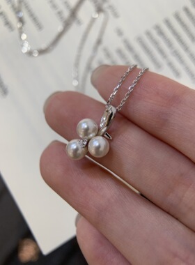 新款三珠葡萄项链925银精工施家珍珠镶钻吊坠简约高级感项链