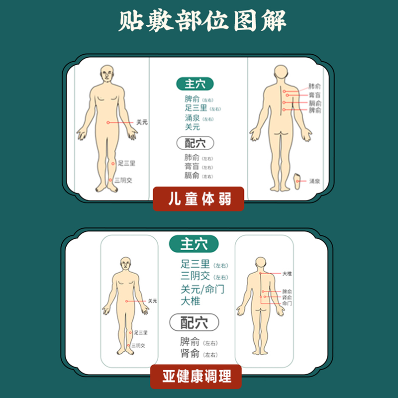 秦鲁百年华汉三伏贴穴位贴敷冬病夏防艾灸儿童成人穴位图三伏天灸