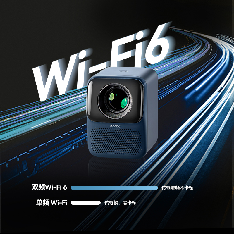 万播New T2 Max投影仪家用超高清小型家用智能语音双频WiFi无线便携手机投影一体机家庭影院学生宿舍卧室墙投-图1