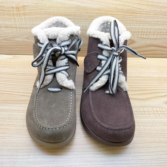 2025冬季新款豪行真皮女鞋25403182M时尚系带加绒保暖棉靴平底靴,淘宝优惠券,粉丝福利购,淘宝优惠卷