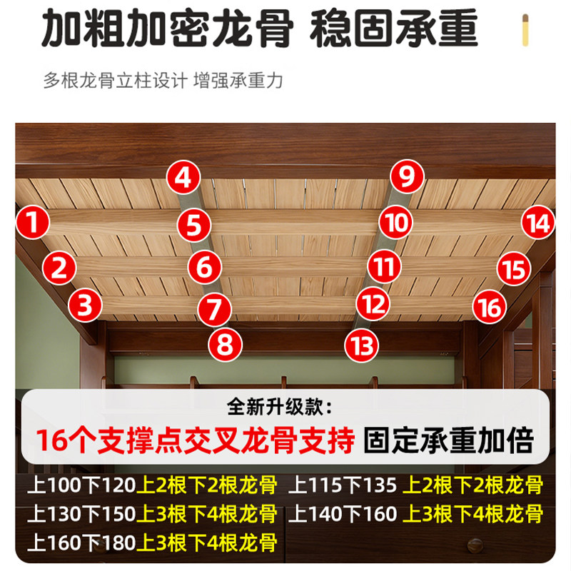 实木双层床小户型儿童床上下床两层高低床双人床上下铺木床子母床