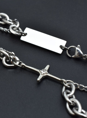 嘻哈叠戴双层拼接链条项链