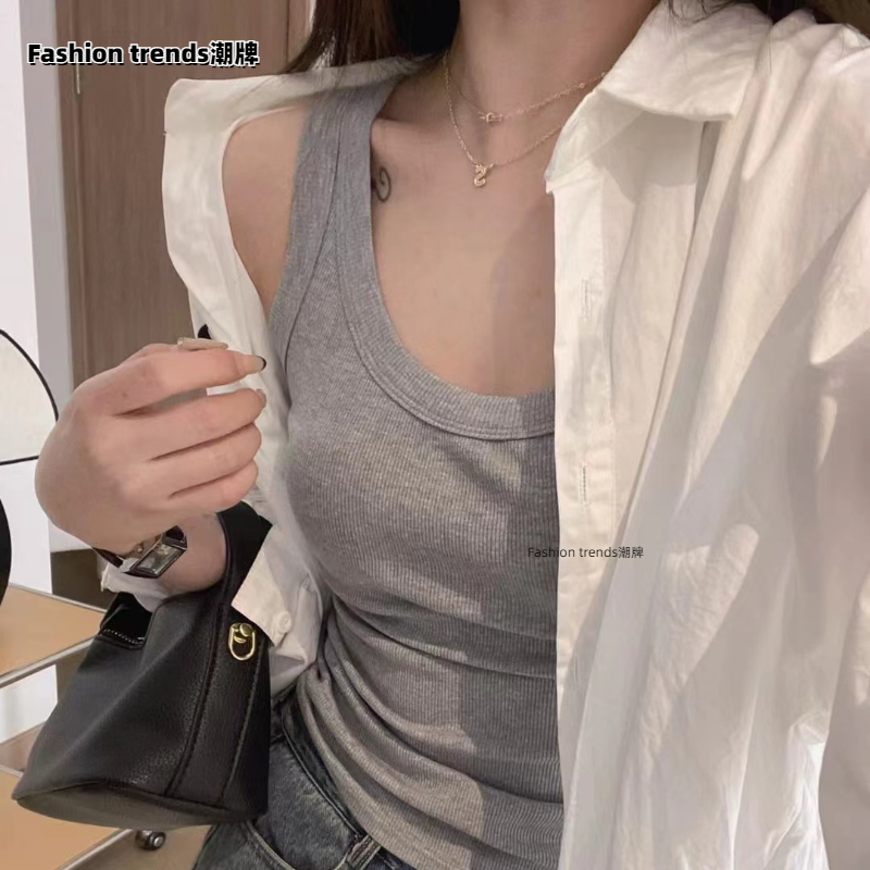 Fashion trends吊带背心螺纹打底防走光显瘦百搭内搭背心女遮副乳_Fashion trends潮牌_女装/女士精品-第4张图片-提都小院