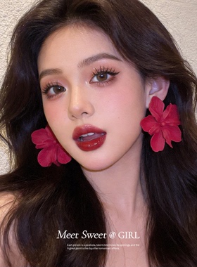 度假风喷漆花朵耳钉耳环女