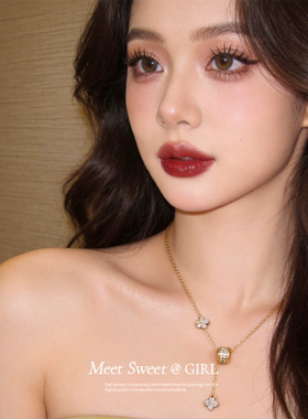 锆石圆形花朵项链小众配饰女