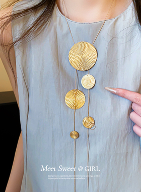 银色圆环光面流苏项链