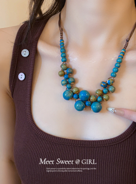 复古民族风陶瓷圆球项链