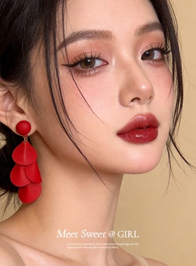 克莱因蓝耳饰流苏耳钉小众耳环