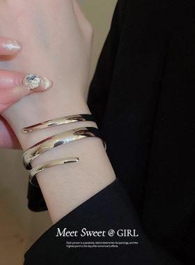 欧美镂空线条开口宽手镯