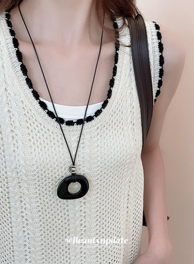 毛衣链圆环吊坠挂绳项链