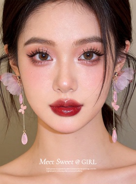 新中式雪纱蝴蝶羽翼耳钉女小众