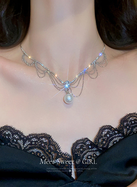 氛围感珍珠项链精致颈链