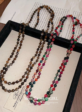 玛瑙串珠项链长款毛衣链