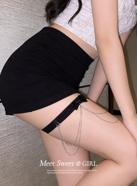 甜酷风蝴蝶结流苏腿链轻奢配饰女