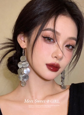 欧美几何形流苏耳钩夸张耳环女