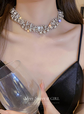 闪钻麻花颈链女高级感