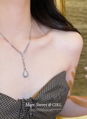 奢华水滴吊坠项链时尚个性配饰女