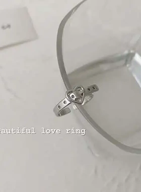 皮带扣戒指个性百搭小众指环女可调节开口爱心时尚食指戒设计感