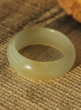 王实斋珠宝/新疆和田玉糖白玉19..1mm戒指手饰天然油润度好白H286