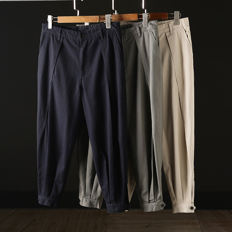 立体裁剪设计师款!春季全棉男士宽松休闲九分长裤9分收口休闲裤