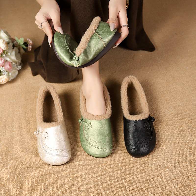 棉鞋女冬季加绒保暖中老年妈妈鞋一脚蹬软底豆豆鞋防滑防水老人鞋,淘宝优惠券,粉丝福利购,淘宝优惠卷