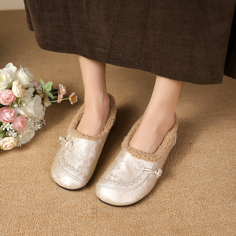 棉鞋女冬季加绒保暖中老年妈妈鞋一脚蹬软底豆豆鞋防滑防水老人鞋,淘宝优惠券,粉丝福利购,淘宝优惠卷