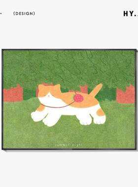 治愈系电表箱装饰画奶油风悠闲午后慵懒猫咪客厅平面画配电箱挂画