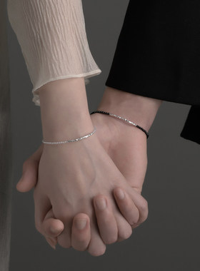 S925纯银情侣手链一对刻字定制