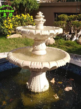 欧式风庭院鱼池大型别墅流水摆件