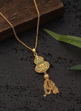 高级感个性时尚新中式国朝国风古法复古百搭葫芦项链女款锁骨链