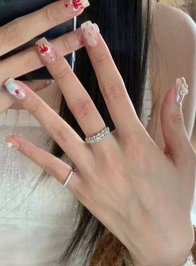 何苏叶同款戒指蕾丝镂空闪钻戒指高颜值贵气清冷感四芒星食指戒