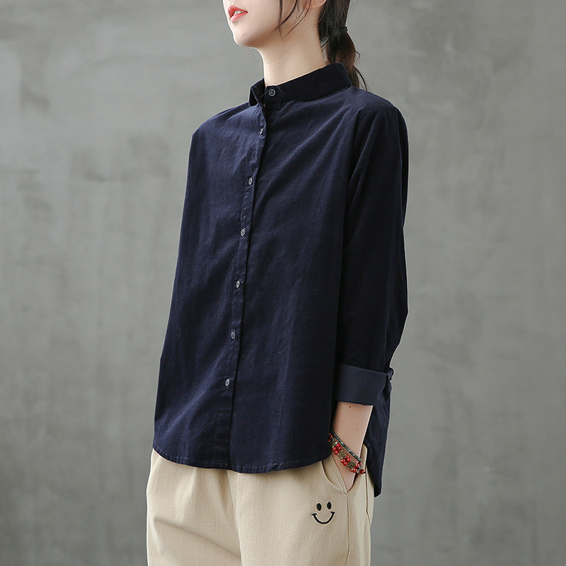 dza复古灯芯绒衬衫外穿百搭打底衫 dza衬衫