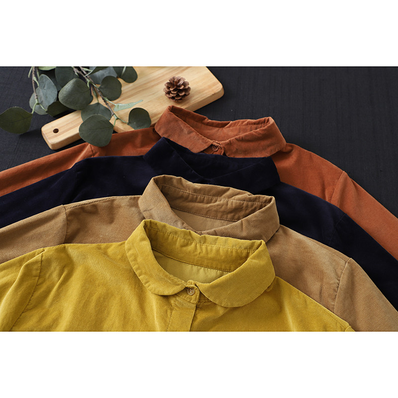 dza复古灯芯绒衬衫外穿百搭打底衫 dza衬衫