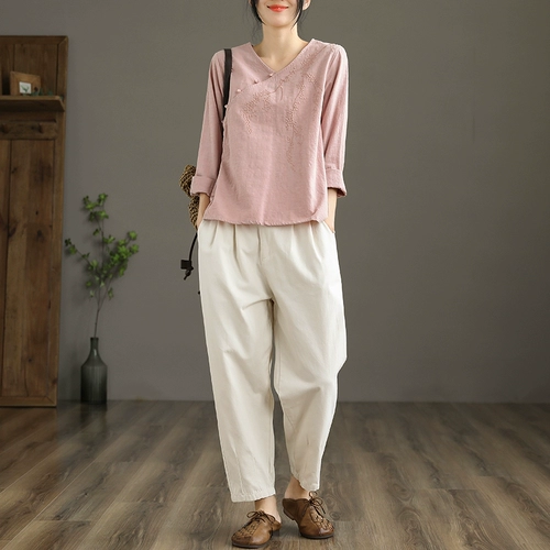 Ретро рубашка, футболка, утепленный лонгслив, V-образный вырез, осенняя