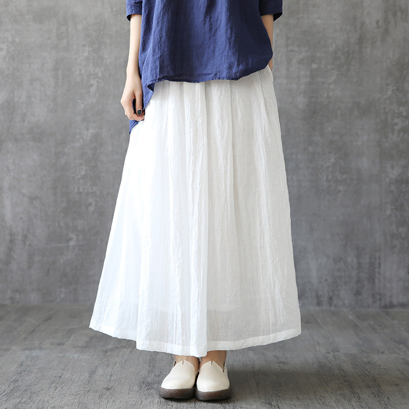 dza垂感亚麻复古高腰裙棉麻长裤子 dza休闲裤