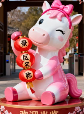 2026新年马年生肖雕塑摆件店面门口商业街春节元旦贺岁吉祥物