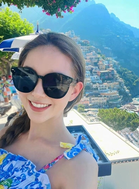 显脸小Aimee Song圆框太阳镜女男通用墨镜开车专用防紫外线高级感