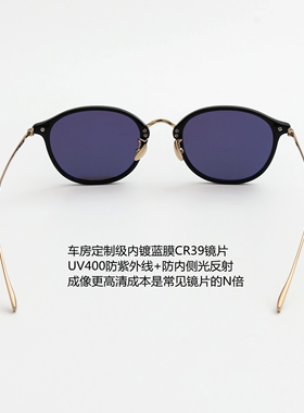 日本小框超轻复古圆框太阳镜女防紫外线开车专用墨镜老钱风纯钛