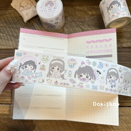 分装| Dokishop原创《可爱的一天》少女心人物贴纸卷萌萌女孩贴画 - 图0