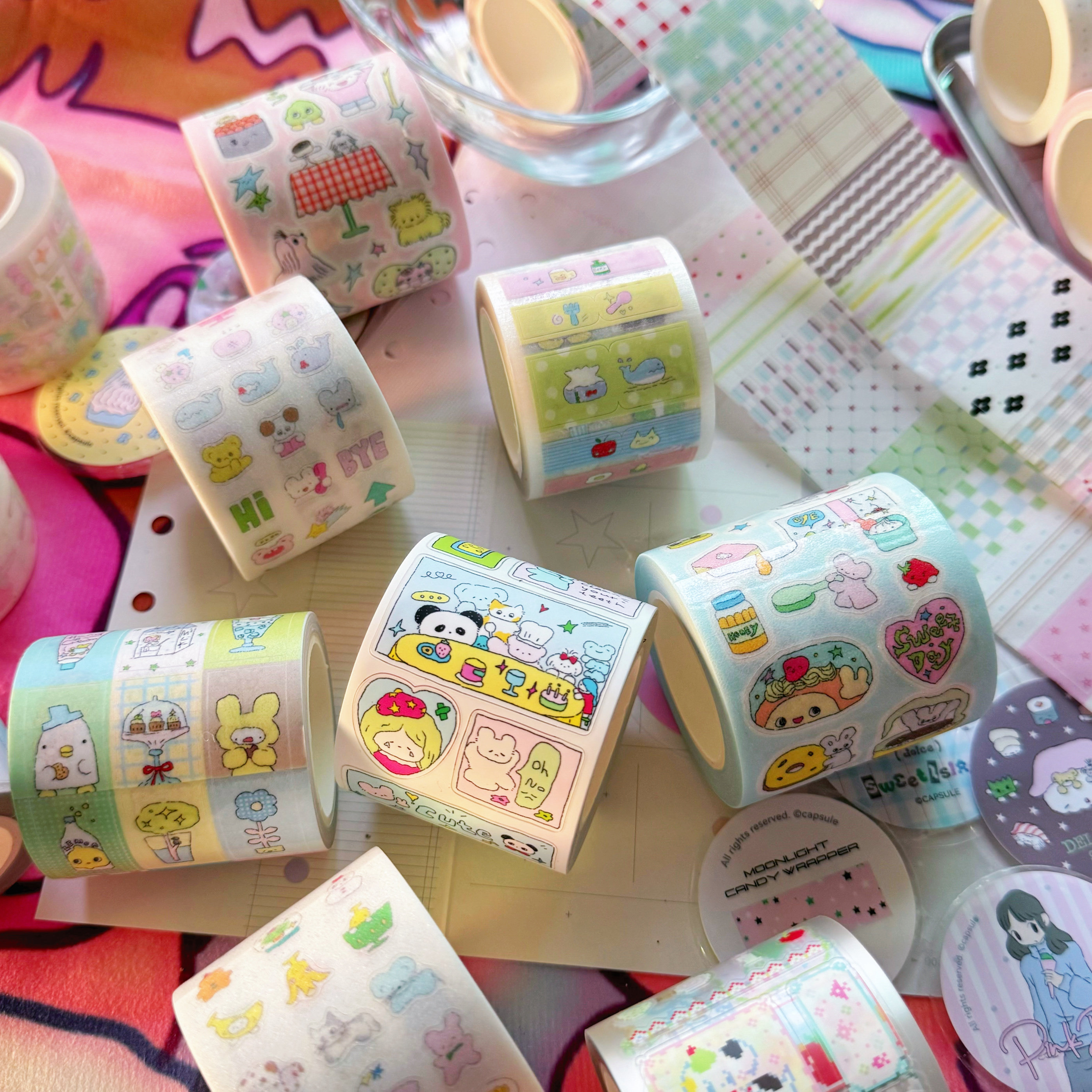 [萌力胶囊分装] 原创字素切片韩系可爱清新奶油手帐切膜胶带贴纸,淘宝优惠券,粉丝福利购,淘宝优惠卷