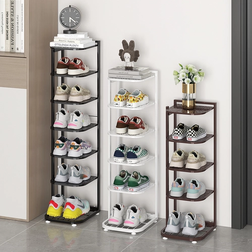 Простая стойка для обуви маленькая узкая дверная интерьер многослойная домашняя стойка для обуви Маленькая пылепроницаемая коридор входная дверь хранение шкаф
