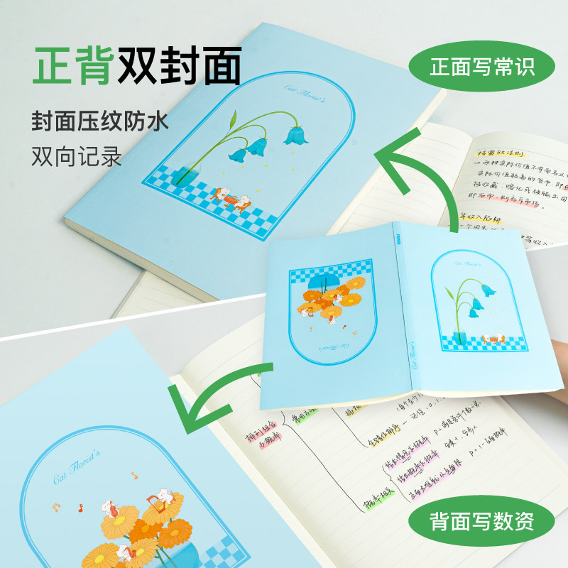 【粉笔文创】设计款笔记本16开粉笔原创猫咪花店宇宙花园国货文创小清新学生文具白领上班族本子记录本加厚横线本横格本 - 图1