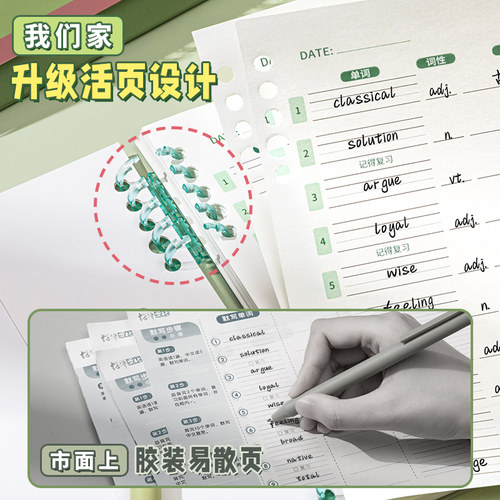艾宾浩斯英语单词本记忆本听写小学生初中生单词记背神器遗忘记忆曲线单词默写本活页三四年级背单词每日10词 - 图0