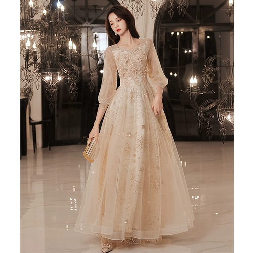 Вечернее платье, элитный лонгслив, цвета шампанского, коллекция 2023, яркий броский стиль, изысканный стиль